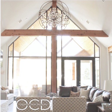 cathedral ceiling living room rustic glam
